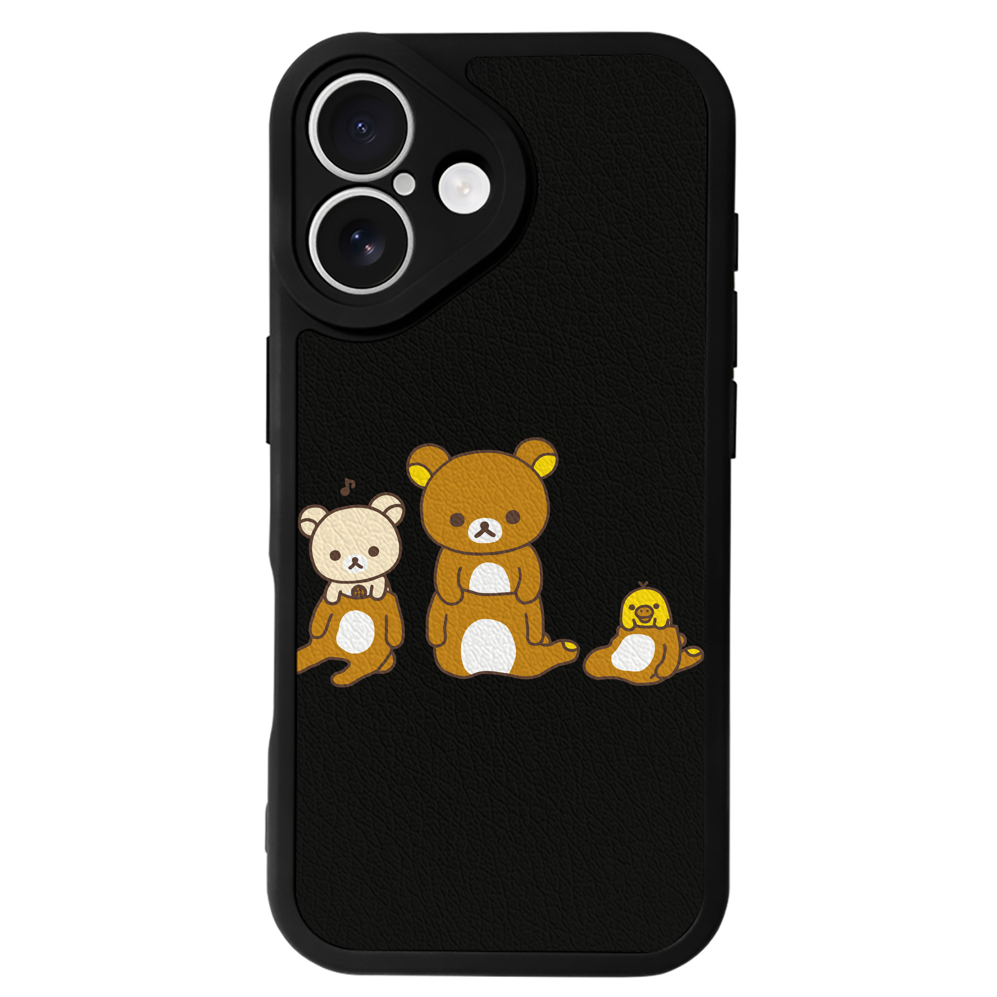 （画像用） リラックマ リラックマ キイロイトリ Rilakkuma Korilakkuma Kiiroitori 【iPhone 16シリーズ対応】シリコンスマホケース（レザー調） 材質：シリコン